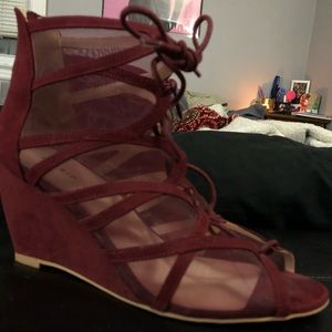 Torrid lace up mesh wedge